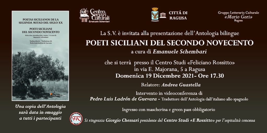 Poeti siciliani del Secondo Novecento. Il CSC presenta al Feliciano Rossitto, Ragusa
