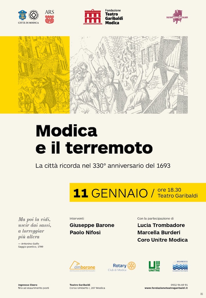Modica dal 1693: ricordo e storia del sisma e della ricostruzione, con G. Barone e P. Nifosì